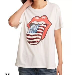 Lucky Brand
Women's Rolling Stones American Flag Boyfriend T shirt XL NWT